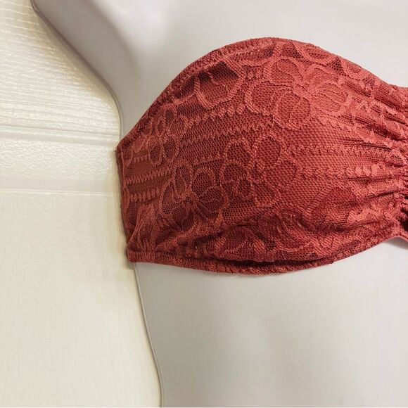 Victoria Secret Strapless Lace Bandeau‎ Bralette Bra Size Medium Dusky Pink - Picture 2 of 9